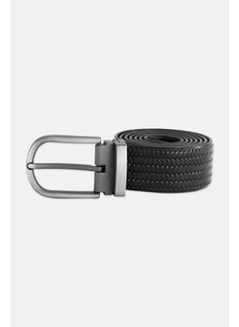 اشتري Men Textured Buckle Belt, Black في السعودية