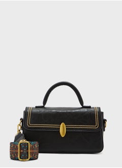 Buy Printed Strap Stud Detail Satchel Bag in Saudi Arabia