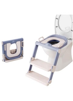 Buy Adjustable Potty for Kids Potty Training Seat with Step Ladder for Kids and Babies Foldable Bathroom Stool with Soft PU Seat and Wide Non-Slip Steps, Purple in Saudi Arabia