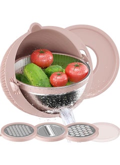 Buy 4 in 1 Mixing Bowl Set,360° Kitchen Strainer,Fruit/Vegetable Salad Mixer,Suitable for Home/Restaurant(Pink) in Saudi Arabia