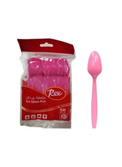 Buy 50-Piece Disposable Spoon Set Pink in Saudi Arabia