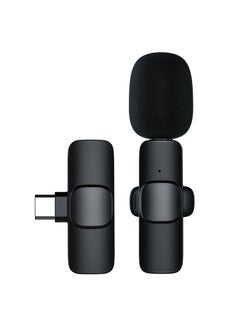 Buy M21 Wireless Lavalier Microphone Plug & Play Type-C Lapel Clip-on Mini Mic Black in UAE