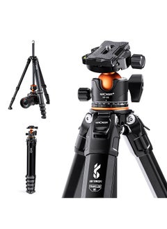 اشتري K&F CONCEPT Portable Camera Tripod Stand Aluminum Alloy 177cm/70inch Max. Height 15kg/33lbs Load Capacity Photography Travel Tripod Carrying Bag for DSLR Cameras Camcorder في السعودية