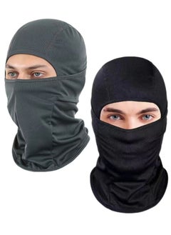 Buy 2Pcs Balaclava Face Mask UV Protection Ice Silk for Men Women Sun Hood Cycling, Climing, Running (Black+Grey) in Saudi Arabia