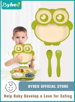 Buy 3 PCS Baby Silicone Suction Plate with Spoon and Fork, Adorable Owl Shape Infant Divided Plates, Babies Feeding Set, First Stage Toddler Utensils - Babies Led Weaning Supplies in UAE