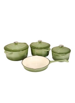 اشتري Non-Stick Enameled 7-PCS SET of Cast Iron Dutch Oven Cookware. Set includes: 24cm Dutch Oven Fry Pan, 18cm, 21cm, 24cm Dutch Oven Cookware with Lids and Gloves. في الامارات