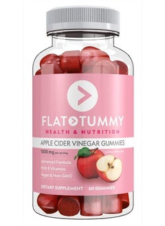 Buy Flat Tummy Apple Cider Vinegar Gummies, 60 Count – Boost Energy, Detox, Support Gut Health & Healthy Metabolism – Vegan, Non-GMO ACV Gummies- Made with Apples, Beetroot, Vitamins B6 & B12, Superfoods in UAE