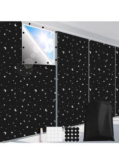 Buy Blackout Blinds, 100% Blackout Blind Curtain for Window, No Drill Portable Blackout Shades Film for Bedroom, Cut to Any Size, Black Out Blinds for Baby Stars 78" x 57" in UAE