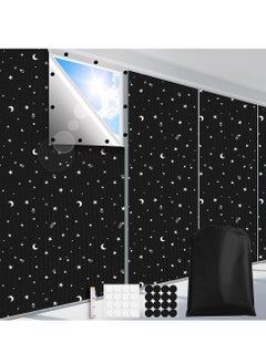 اشتري Blackout Blinds, 100% Blackout Blind Curtain for Window, No Drill Portable Blackout Shades Film for Bedroom, Cut to Any Size, Black Out Blinds for Baby Stars 78" x 57" في الامارات