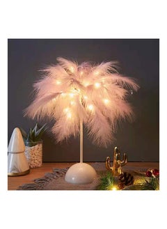 اشتري Feather lamp DIY warm light LED Birch Willow branch Cherry Plum tree Christmas Wedding Family Bedroom decoration lamp (pink feather） في الامارات