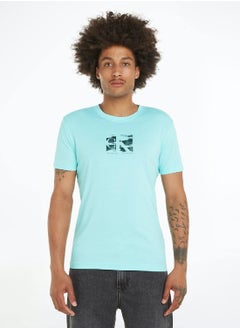 Buy Men's Logo T-Shirt - Cotton, Blue in UAE