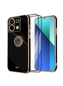 Buy [1+2] Case for Xiaomi Redmi Note 13 Pro 4G Phone Case with Screen Protector, Electroplated Magnetic Protective Cover with Ring Stand, Stylish Slim Shockproof Case (Black, Note 13 Pro 4G) in UAE