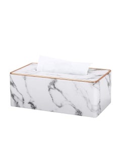 Buy Rectangular PU Leather Tissue Box Holder Decorative with Gold Thread in UAE