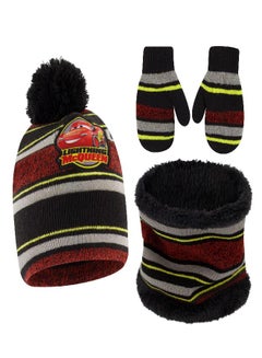 Buy Disney Boys' Toddler Winter, Scarf & Mittens Cars Lightning McQueen Hat, Scarves & Kids Gloves 4-7, Red/Grey/Yellow (Mitten Set), Ages 2-4 in UAE