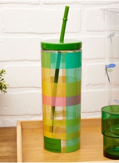 Buy Acrylic Tumbler With Straw, Garden Plaid in UAE