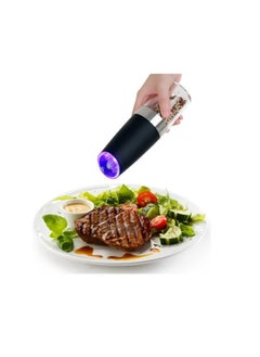 Buy Electric salt and pepper grinder with gravity technology, adjustable according to coarseness, battery powered, with blue LED light, and one-handed automatic operation, suitable for home kitchens in Saudi Arabia