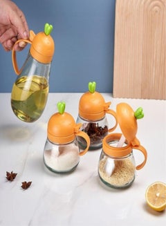 Buy Oil Dispenser and Spice Jar Vinegar Bottle And Spice Rack Set Of 4 Pieces in UAE
