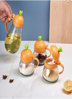 Buy Oil Dispenser and Spice Jar Vinegar Bottle And Spice Rack Set Of 4 Pieces in UAE