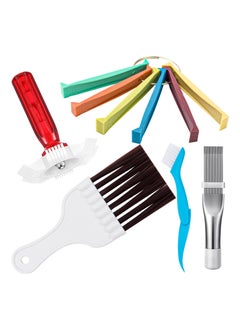 اشتري 5 Pcs Air Conditioner Fin Cleaner Set, 3 Different Ac Fin Comb Condenser Fin Straightener,2 Different Brush Condenser Ac Coil Cleaner Air Refrigerator Fin Cleaner Evaporator Radiator Repair Clean Tool في الامارات