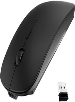 اشتري Ultra-Thin 2.4G Office Wireless Mouse Mute Charging Mouse Notebook Home Mouse with USB Receiver Compatible for Notebook, PC, Laptop, Computer, MacBook (Black) في مصر