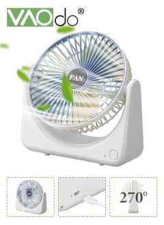 اشتري Portable Min Deskop Fan USB Charging 3 Speeds Strong Airflow and Low Decibel Table Fan Good for Student Dormitory Office Bedroom Travel Shaking Head Fan Blue في السعودية