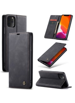 Buy CaseMe iPhone 11 Pro MAX Wallet Case Book Folding Flip Folio Case with Magnetic Kickstand Card Slots Protective Cover - Black in Egypt