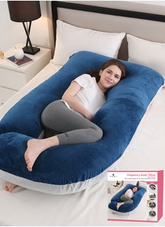 Buy Pregnancy Pillow G-Shape Long Maternity Pillow, 180 Cm Full Body Support, Removable and Washable Velvet Cover-Complete Support for Back, Hips, Legs, Belly, Grey Blue in Saudi Arabia