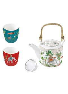 اشتري Marajah Teapot & 2 Cups Set, Multicolour - 600 ml في الامارات