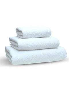 Buy Exquisite Deluxe 100% cotton white towels, 550 GSM Set of 3, Include Large Towel, Medium Towel & Small Towel, Ultra Thick Premium Terry Cotton Highly Absorbent Towels for Bathroom, Shower and Home in UAE