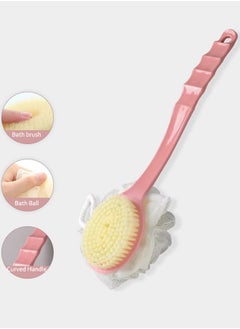 Buy Body Brushes with Bristles and Loofah Bath Brush for Skin Exfoliating Bath, Massage Bristles Suitable for Wet or Dry, with Long Handle Back Scrubber for Shower for Men and Women in Saudi Arabia