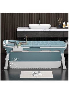 Buy Foldable Portable Adult Bathtub Family Bathtub Thermostatic Blue Bathtub With Cover 138*62*52cm in Saudi Arabia