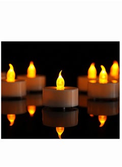 Buy Flameless Candle Lanterns, SYOSI 12 Pcs Realistic and Bright Flickering Battery Operated LED Tea Lights, Electric Fake Candle in Warm Yellow in UAE