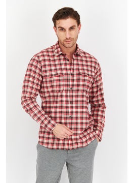 Buy Men Regular Fit Long Sleeve Checkered Casual Shirt, Red Combo in Saudi Arabia