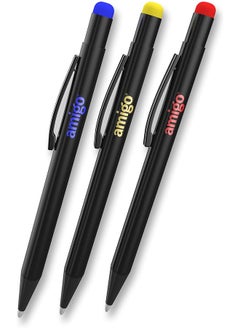 Buy Amigo Touch Screen Stylus Pen With Rubber Tip And Ballpoint Refile Capacitive Stylus For Smartphones Tablets And Other Touch Screen Devices Pack Of 3 Black in Saudi Arabia