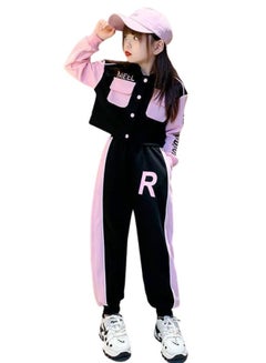 Buy Girl's 2 Piece Outfit Long Sleeve Track Jacket and Pant Long Set in UAE