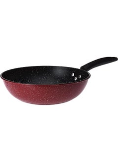 اشتري 24 180 Non Stick Granite Wok Pan Backlite Handle Size 30Cm Black And Red في السعودية