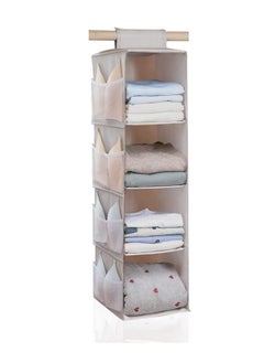 Buy 4-Shelf Hanging Closet Organizer with 8 Side Pockets for Clothes Shoes, Hanging Shelves for Closet, Fabric 80x30x22CM(Grey) in UAE