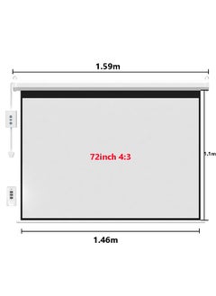 Buy 72 Inch 4:3 Wall Mount Electric Projector Screen Motorized Projection Curtain with Remote Control For Business/School/Office/Meeting in Saudi Arabia