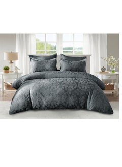 Buy Duvet set Bedding Cover, Set Of 6pcs Bedding Set Luxury King Size High Quality Duvet Cover Sets with Pillowcase BLACK in UAE