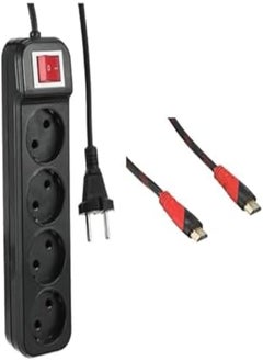 اشتري TV Essential Bundle (Zero z20 power strip joint 4 sockets with power button - black, 1.5m + Hdmi cable 5 meter - red and black, USB) في مصر