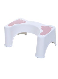 Buy Bathroom Stool Footstool Shower Seat Toilet Stool Non-Slip Bathroom Stool Pink/White in UAE