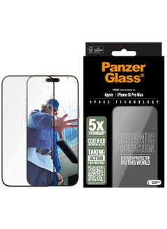 Buy PanzerGlass® Ceramic Screen Protector for Apple iPhone 16 Pro Max, EasyAligner, 5X Strength Japanese Glass-Ceramics, High Scratch Resistance, Impact Resistant in UAE