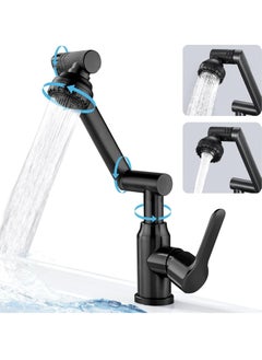 Buy 1080 Degree Swivel Faucet for Bathroom Sink, Single Hole Faucet, Adjustable Swivel Single Hole Bathroom Sink Faucet with Big Angle Rotate Spray Dual Function in UAE