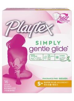 اشتري Playtex Simply Gentle Glide Super PLus Absorbency  16 Tampons 360 Degree Protection  Fragrance Free في الامارات