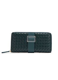 اشتري Casual Woven leather Pattern Long Wallet Card Holder Money Bag for Dating and Commute 19.5*10*2.5cm في السعودية