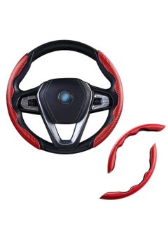 Buy Carbon Fiber Steering Wheel Cover For Unisex Safe And Non Slip Car Steering Cover Universal Fit Car Steering Wheel Protector Carbon Texture For Auto Truck Van SUV Red in UAE