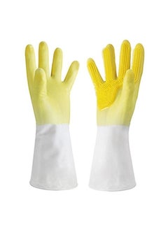 Buy Multifunctional Brush Dishwashing Glove Rubber Kitchen Housework Cleaning With 1 Pair Random Color in Egypt