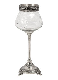 اشتري Tanwir Candle Holder, Clear & Nickle - 12.5x38 cm في الامارات