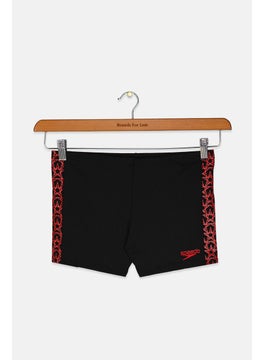 اشتري Men Graphic Print Swim Trunks, Black and Red في السعودية