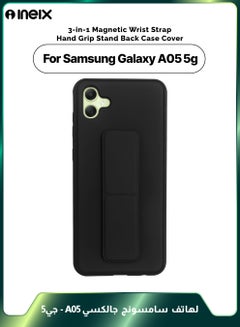 Buy 3-in-1 Magnetic Wrist Strap Hand Grip Stand Back Case Cover for Samsung Galaxy A05-Black in Saudi Arabia